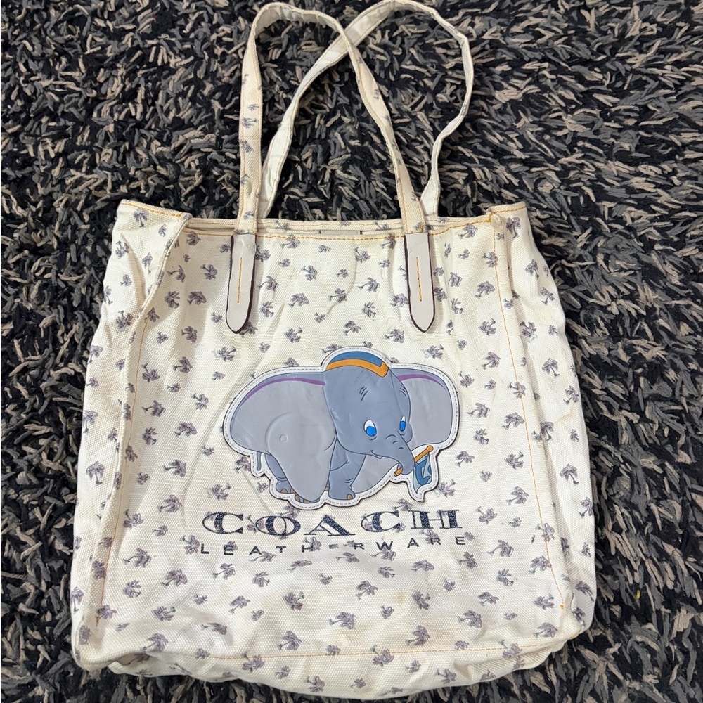 Disney x Coach Dumbo Canvas Tote Bag 69250 Floral Rose Bouquet Limited Ed Rare